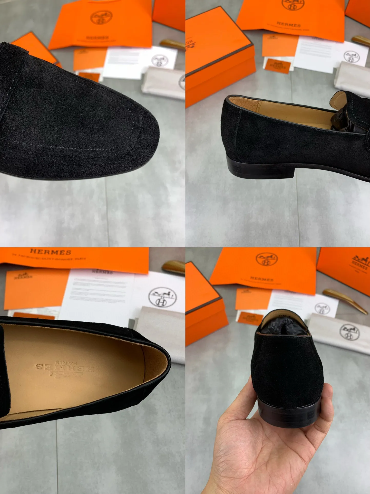 Factory price P960 💰Top version 💎💎💎 Original leather outsole Brand: Hermès (Hermès) Standard code: Men's size 39-44 (38, 45 can be customized) Grade: Same as the official website Original quality materials: Original soft calfskin Water-dyed cowhide lining Original Italian leather outsole Style categories: Men's fashion Formal casual leather shoes Slip-on men's shoes series Young fashion European and American trends, British style, colors: multiple options, counter packaging